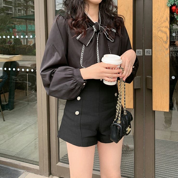 春 レース付き ボウタイブラウス | COCOMOMO | 詳細画像13 