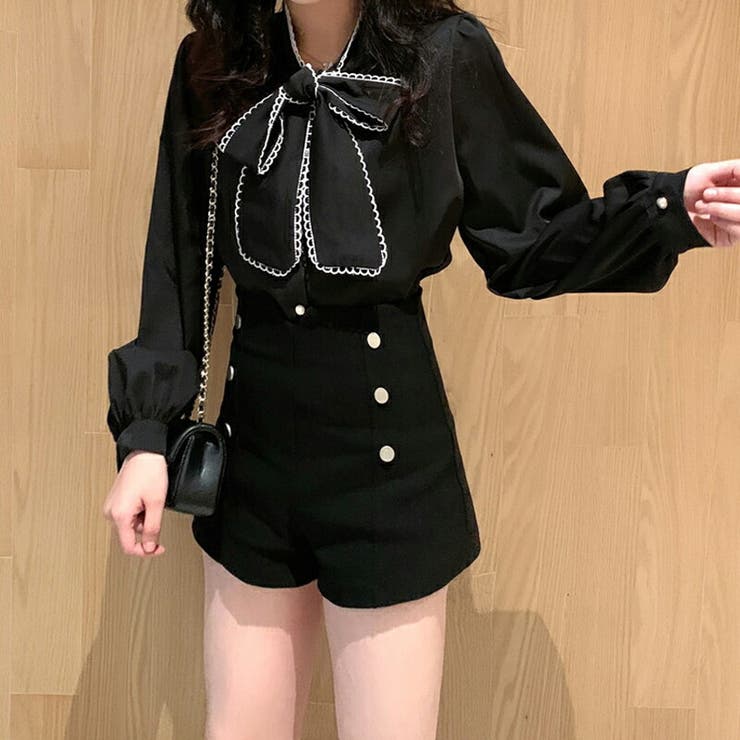 春 レース付き ボウタイブラウス | COCOMOMO | 詳細画像16 