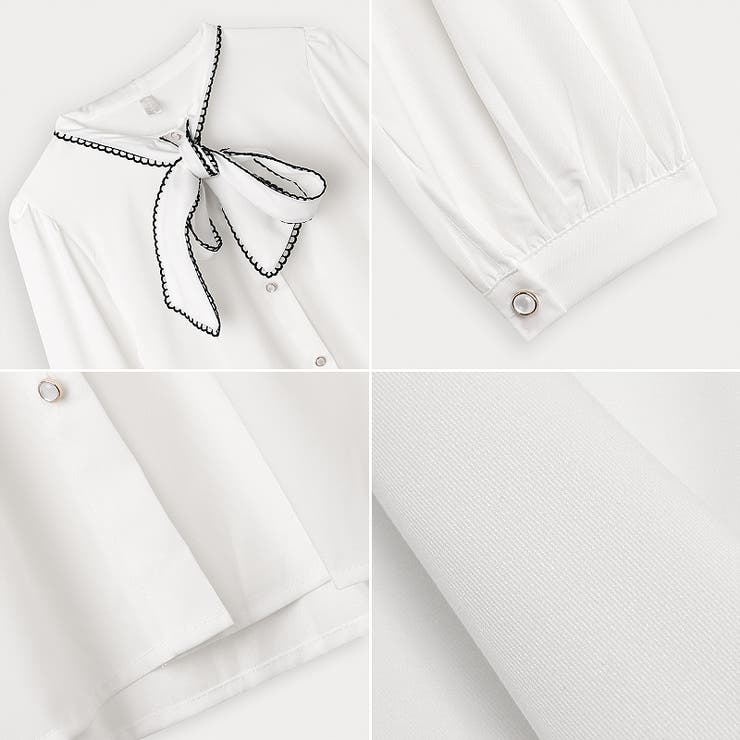 春 レース付き ボウタイブラウス | COCOMOMO | 詳細画像18 