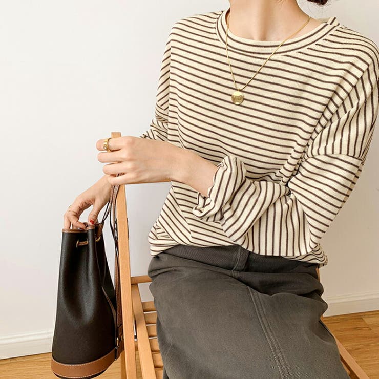 ボーダーロングTシャツ 春 ボーダー | COCOMOMO | 詳細画像5 