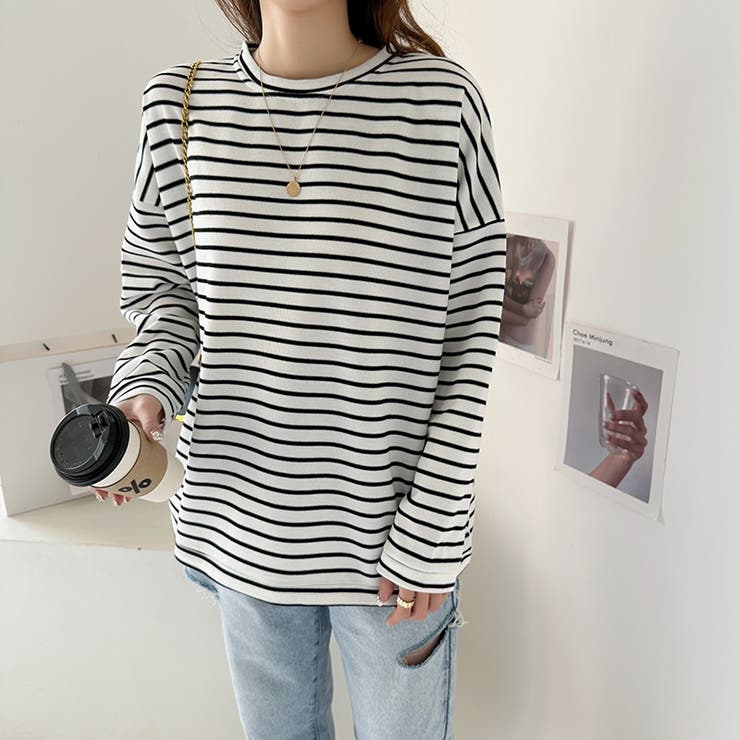 ボーダーロングTシャツ 春 ボーダー | COCOMOMO | 詳細画像18 