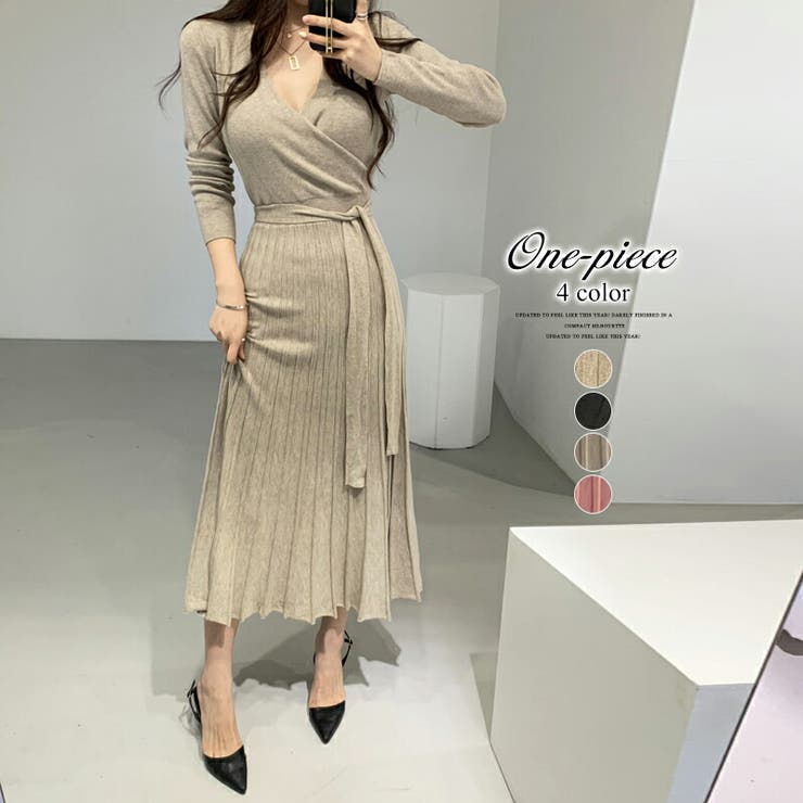 カシュクールニットワンピース ロング丈ワンピース Vネック セクシー 品番 Cocw Cocomomo ココモモ のレディースファッション通販 Shoplist ショップリスト