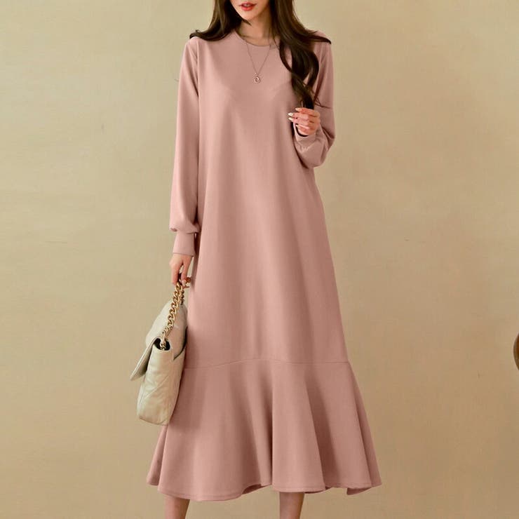 エンボスワンピース 柔らかいクレープ生地フレアワンピース ロングワンピース | COCOMOMO | 詳細画像2 