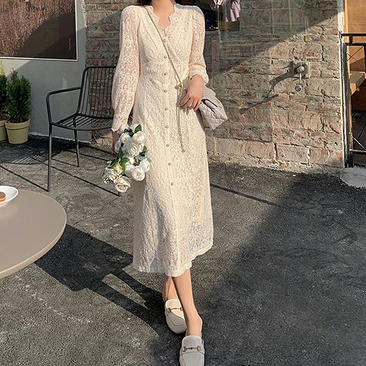 レース長袖 フレアワンピース 花柄ワンピース 上品ロングワンピース フェミニン 品番 Cocw Cocomomo ココモモ のレディースファッション通販 Shoplist ショップリスト