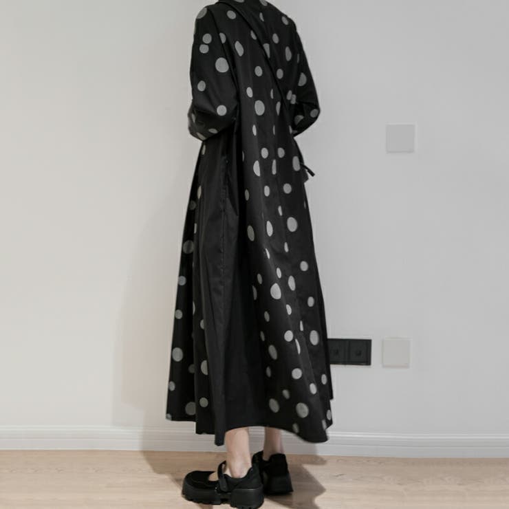 ロングワンピース ドット（黒×白）kubo san made kubo-san-made