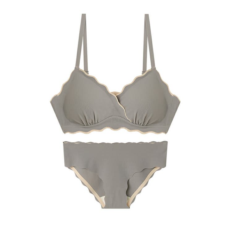 ブラウン | ブラ&ショーツセット ストレスフリー ナイロン素材 | COCOMOMO