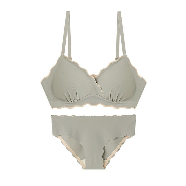 グリーン | ブラ&ショーツセット ストレスフリー ナイロン素材 | COCOMOMO