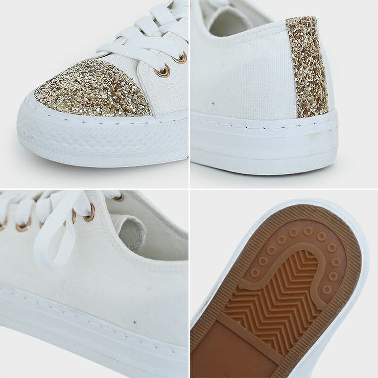 キラキラスニーカー レディースシューズ キャンバス ローカット