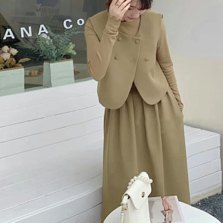 スリムベストセットアップ ベスト スカート[品番：COCW0004104