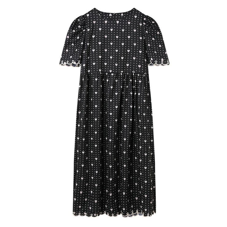 ブラック | ハート ドット柄 ワンピース | COCOMOMO