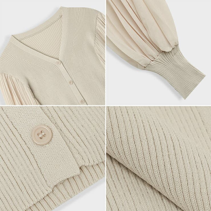 春カーディガン ドッキングブラウス シフォンボリューム袖 | COCOMOMO | 詳細画像20 