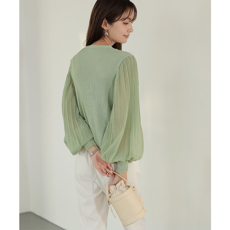 【完売品・美品】シフォンボリュームブラウス テラコッタ シフォン ブラウス レディース シフォンブラウス 長袖 七分袖 ぽ