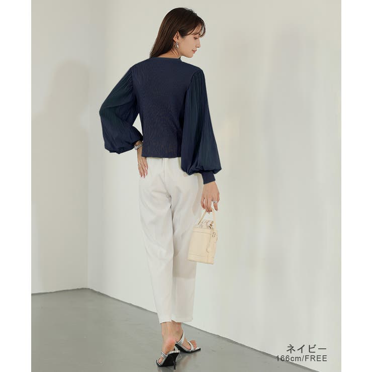 春カーディガン ドッキングブラウス シフォンボリューム袖 | COCOMOMO | 詳細画像13 