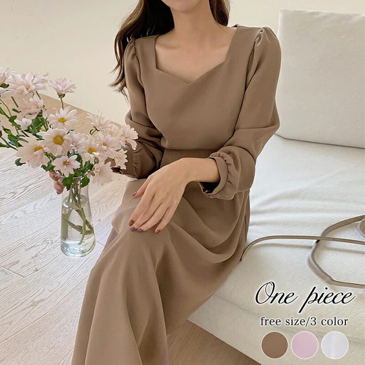 長袖ワンピース レディースシャツワンピース 無地ロング