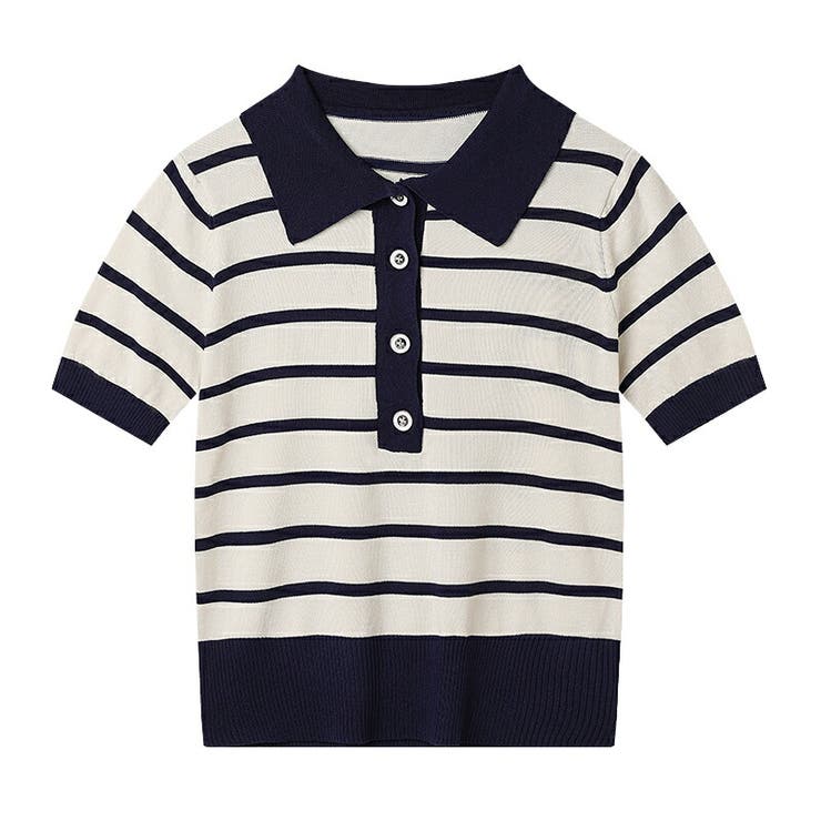 サマーニット 半袖ニット 襟付きニット | COCOMOMO | 詳細画像15 