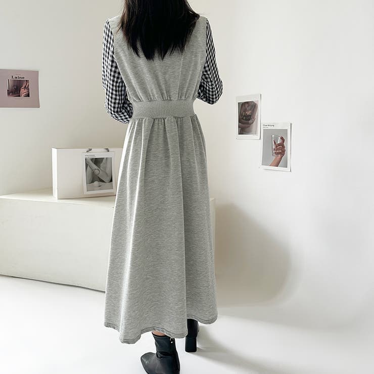 momoco　ワンピース　新品 ヤク風ニットワンピース フレアニットワンピース ロング
