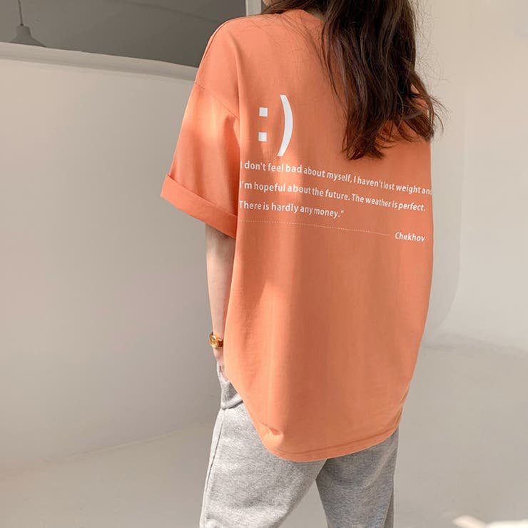 Tシャツ ロゴプリント半袖Tシャツ クルーネック カットソー[品番