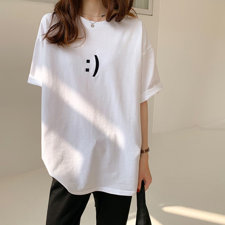 Tシャツ ロゴプリント半袖Tシャツ クルーネック カットソー[品番