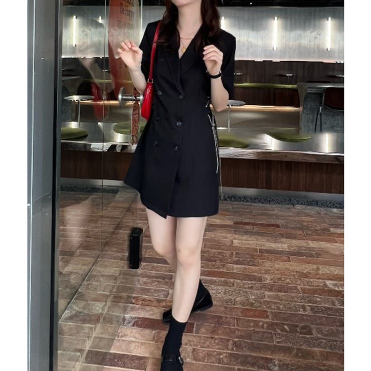 ★JIGOTT★ モナコ ライン ダブル ボタン ワンピース ストライプダブルボタンワンピース | outlet | axes femme