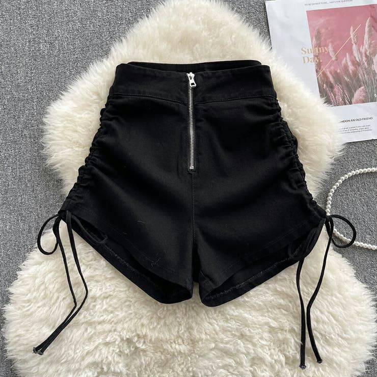 サイドレースアップデニムショーパン デニムショートパンツ[品番