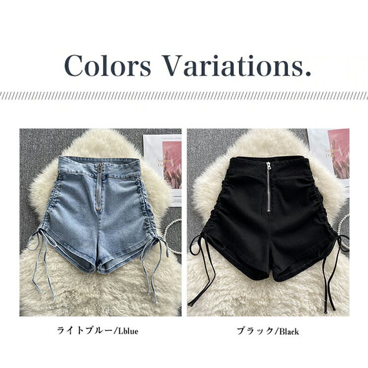 COOK JEANS デニムショートパンツ サイドレースアップ サイドレースアップ デニム ショートパンツの通販 by くみ's