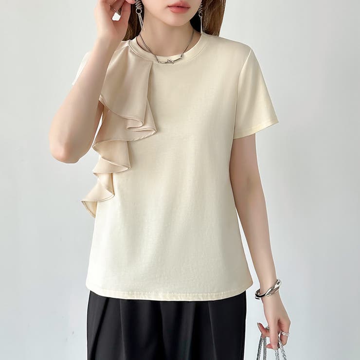 【大人フェミニン】 アシメフリルTシャツ フリルトップス | COCOMOMO | 詳細画像14 