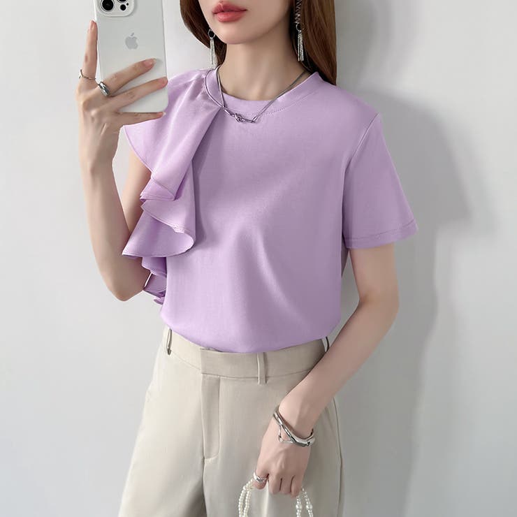 【大人フェミニン】 アシメフリルTシャツ フリルトップス | COCOMOMO | 詳細画像39 