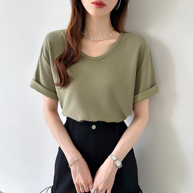 ワッフルtシャツ カットソー 半袖Tシャツ | COCOMOMO | 詳細画像21 