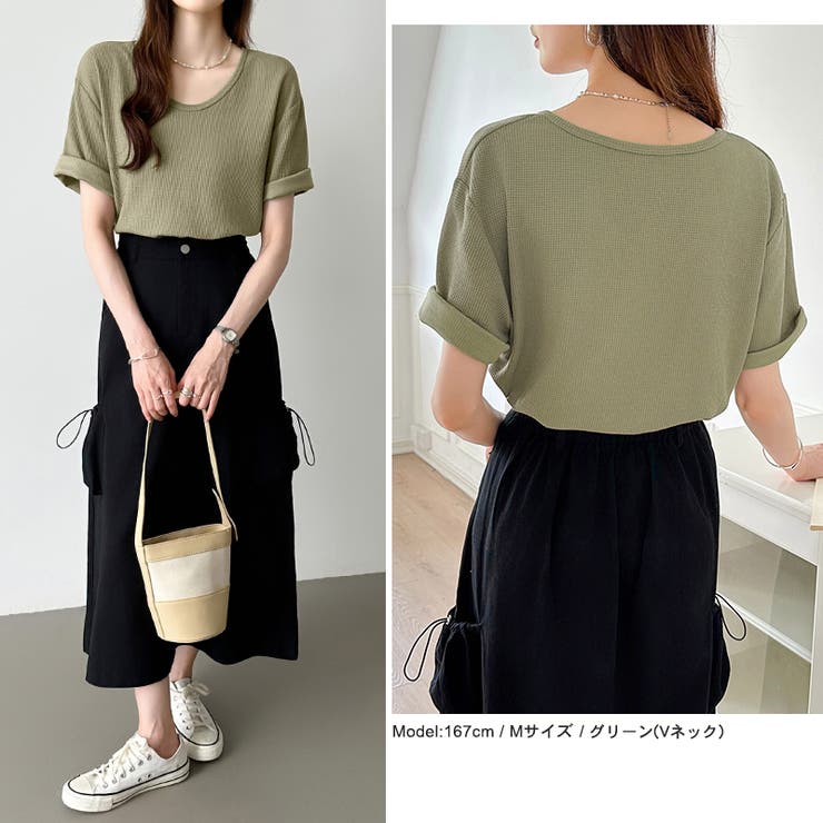 ワッフルtシャツ カットソー 半袖Tシャツ | COCOMOMO | 詳細画像24 