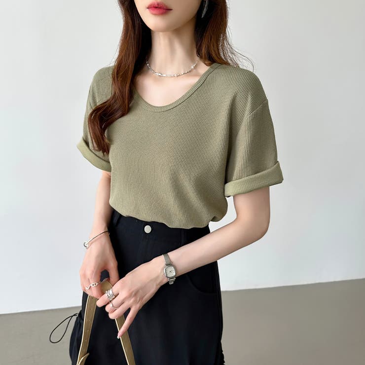 ワッフルtシャツ カットソー 半袖Tシャツ | COCOMOMO | 詳細画像25 