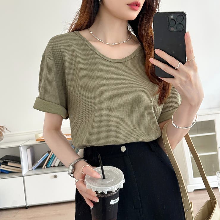 ワッフルtシャツ カットソー 半袖Tシャツ | COCOMOMO | 詳細画像26 