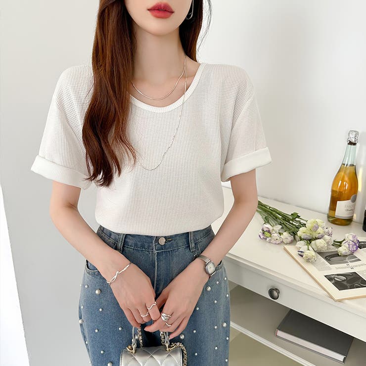 ワッフルtシャツ カットソー 半袖Tシャツ | COCOMOMO | 詳細画像32 