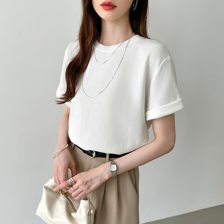 ワッフルtシャツ カットソー 半袖Tシャツ | COCOMOMO | 詳細画像12 