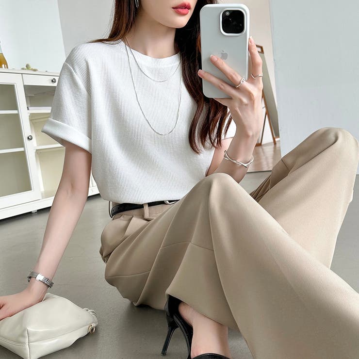 ワッフルtシャツ カットソー 半袖Tシャツ | COCOMOMO | 詳細画像15 