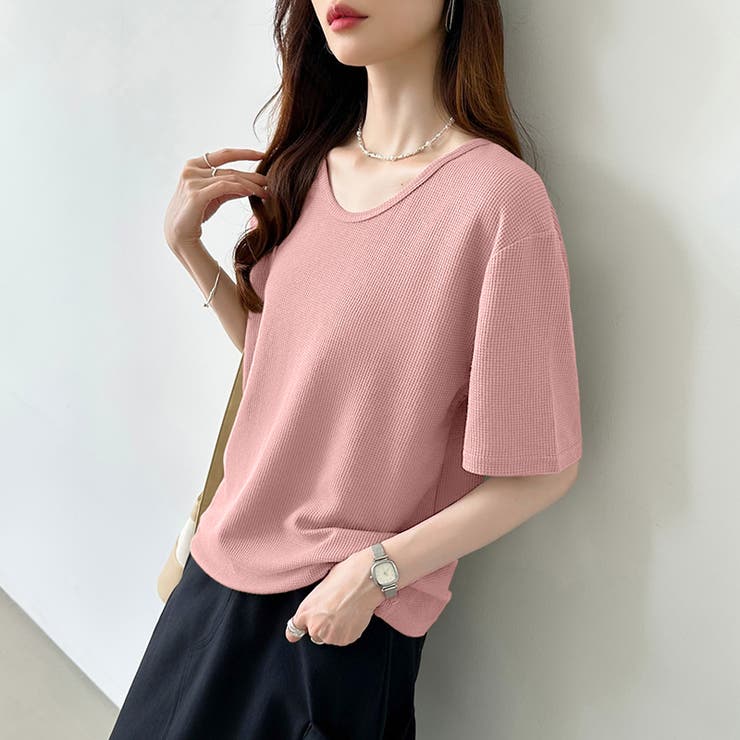 ワッフルtシャツ カットソー 半袖Tシャツ | COCOMOMO | 詳細画像35 