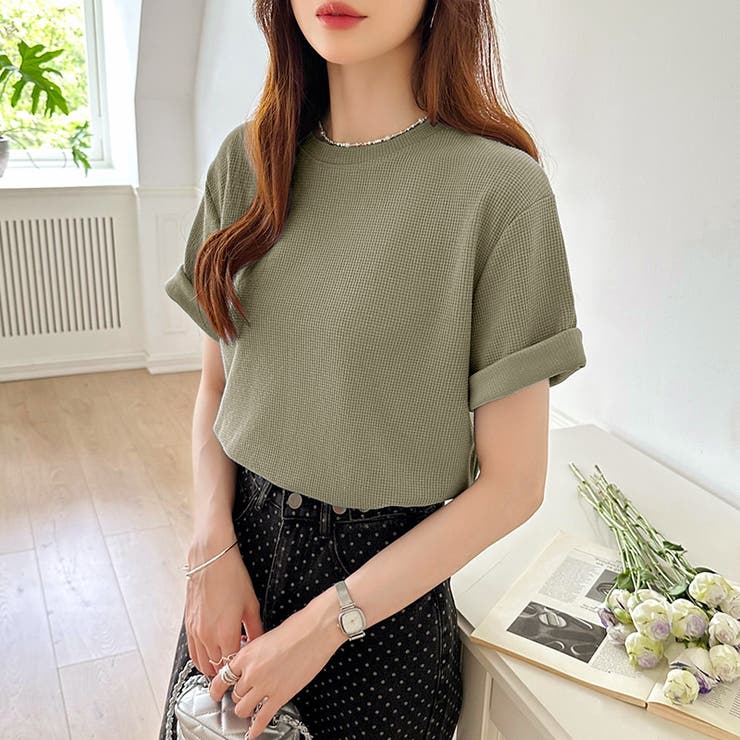 ワッフルtシャツ カットソー 半袖Tシャツ | COCOMOMO | 詳細画像3 