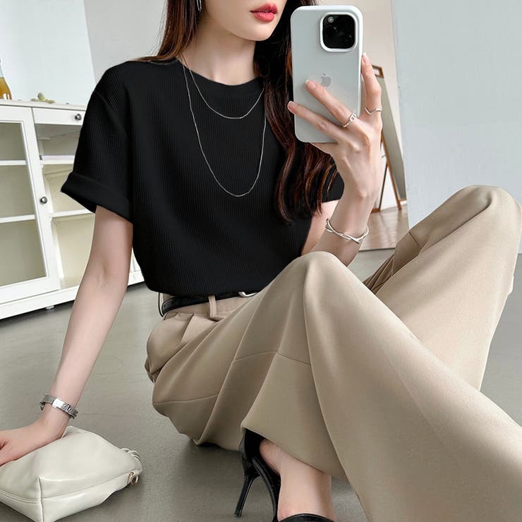 ワッフルtシャツ カットソー 半袖Tシャツ | COCOMOMO | 詳細画像20 