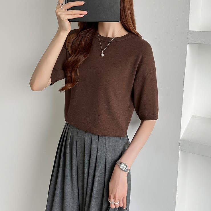 サマーニット オフィスカジュアル クルーネックニット | COCOMOMO | 詳細画像47 