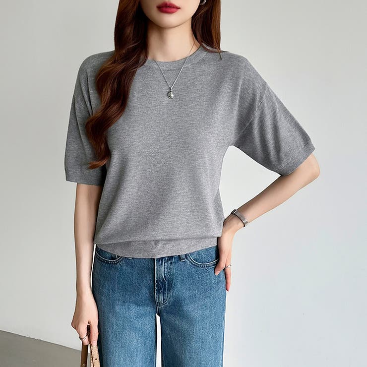 サマーニット オフィスカジュアル クルーネックニット | COCOMOMO | 詳細画像49 