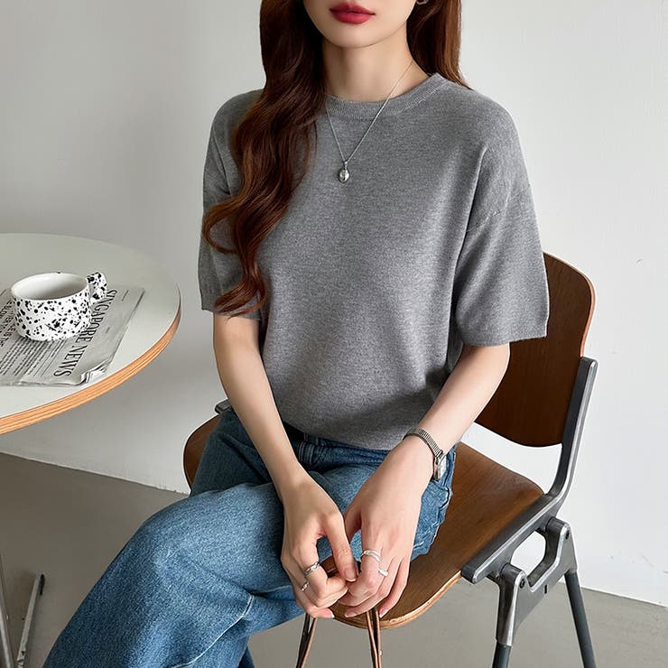 サマーニット オフィスカジュアル クルーネックニット | COCOMOMO | 詳細画像51 