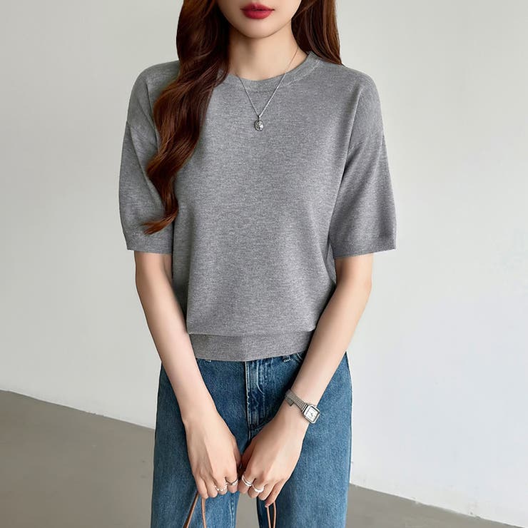 サマーニット オフィスカジュアル クルーネックニット | COCOMOMO | 詳細画像54 