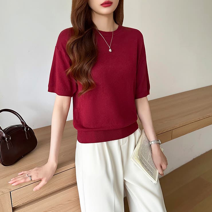 サマーニット オフィスカジュアル クルーネックニット | COCOMOMO | 詳細画像57 