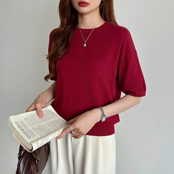 サマーニット オフィスカジュアル クルーネックニット | COCOMOMO | 詳細画像58 