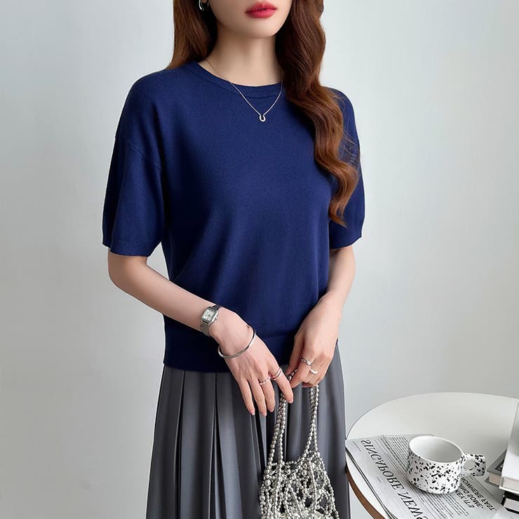 サマーニット オフィスカジュアル クルーネックニット | COCOMOMO | 詳細画像65 