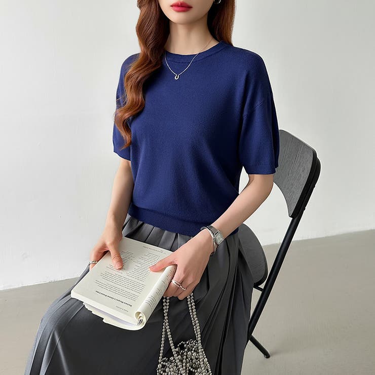 サマーニット オフィスカジュアル クルーネックニット | COCOMOMO | 詳細画像66 