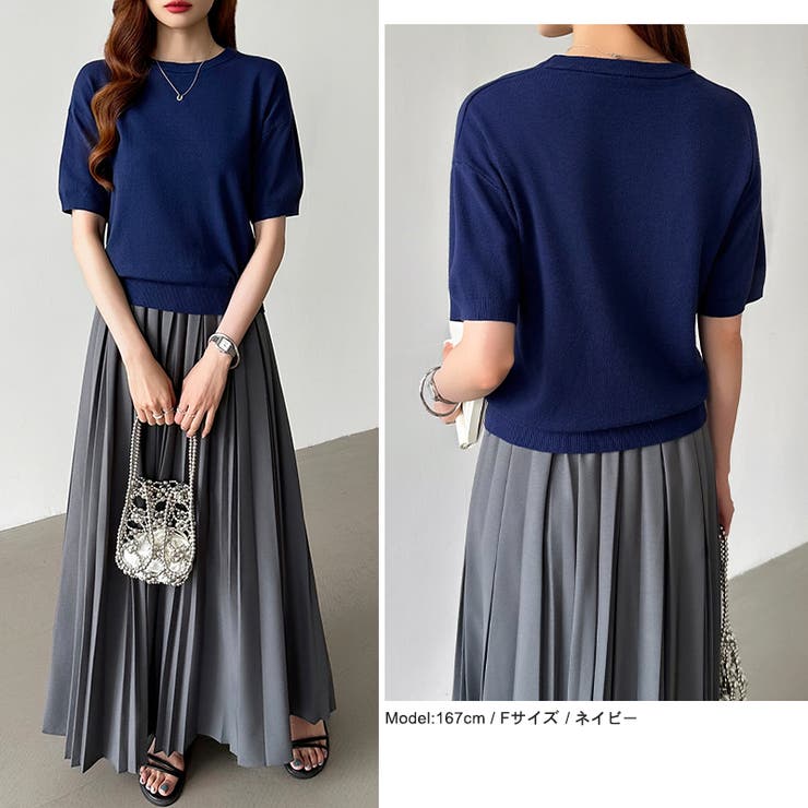 サマーニット オフィスカジュアル クルーネックニット | COCOMOMO | 詳細画像67 