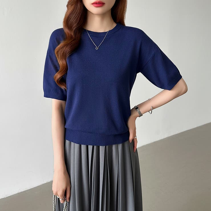 サマーニット オフィスカジュアル クルーネックニット | COCOMOMO | 詳細画像68 