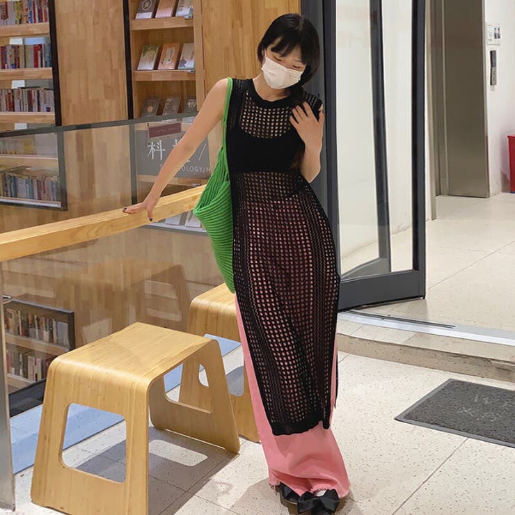 かぎ編みサマーニットワンピース ラウンドネックサイドスリット 品番 Cocw Cocomomo ココモモ のレディースファッション通販 Shoplist ショップリスト