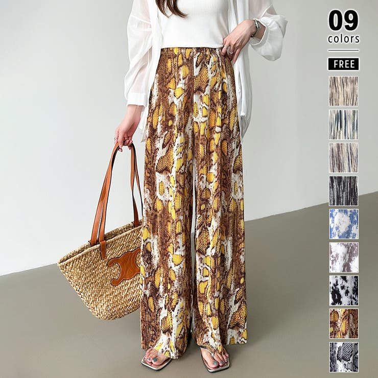 E | ワイドパンツ イージーパンツ プリーツワイドパンツ | COCOMOMO