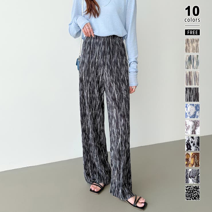 B | ワイドパンツ イージーパンツ プリーツワイドパンツ | COCOMOMO